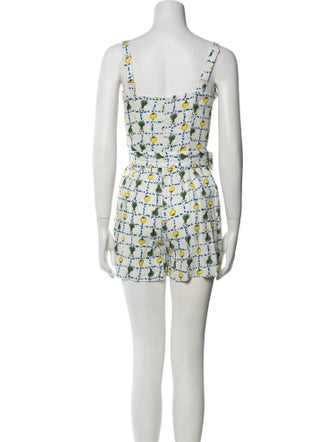 Staud Linen Floral Print Romper