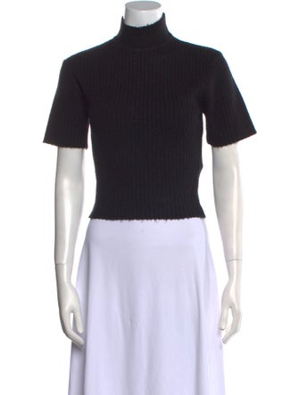 Staud Turtleneck Short Sleeve Crop Top