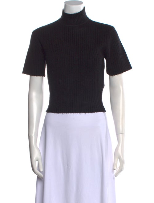 Staud Turtleneck Short Sleeve Crop Top
