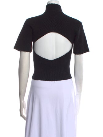 Staud Turtleneck Short Sleeve Crop Top