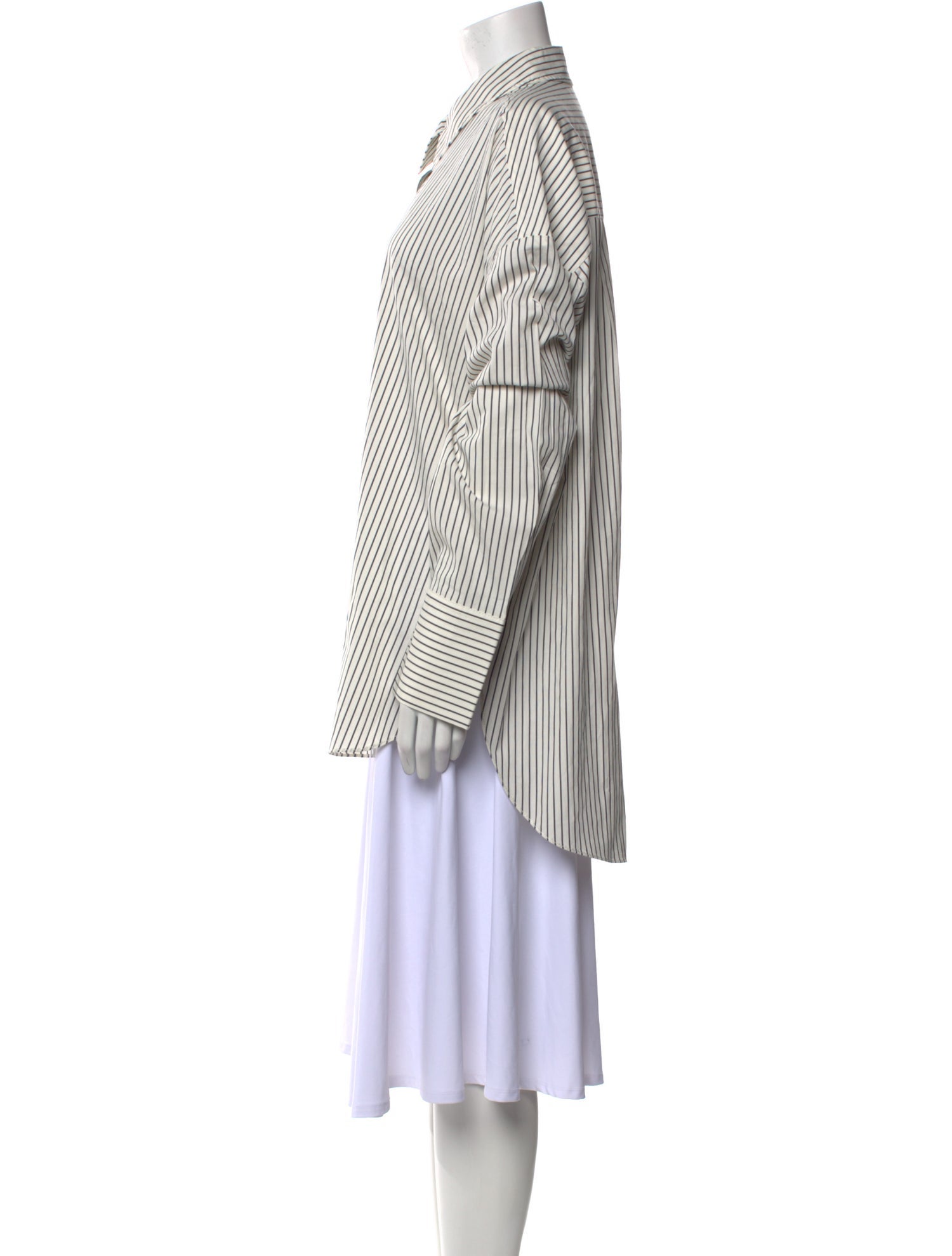 Staud Striped Long Sleeve Button-Up Top