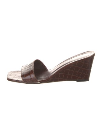 Staud Embossed Leather Slides