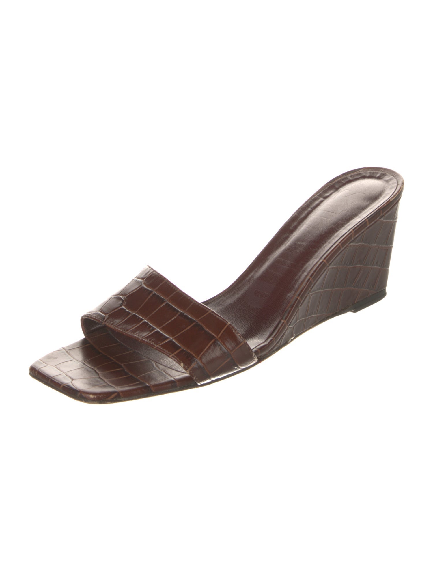 Staud Embossed Leather Slides