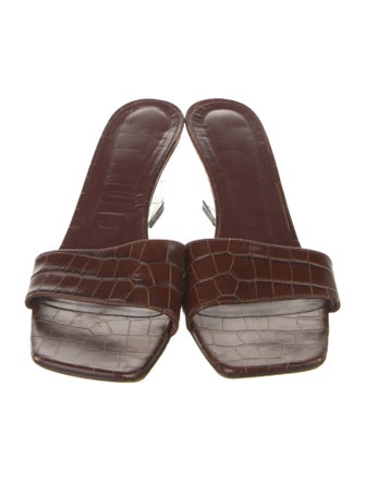 Staud Embossed Leather Slides