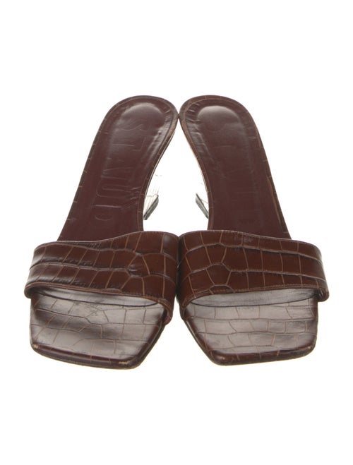 Staud Embossed Leather Slides