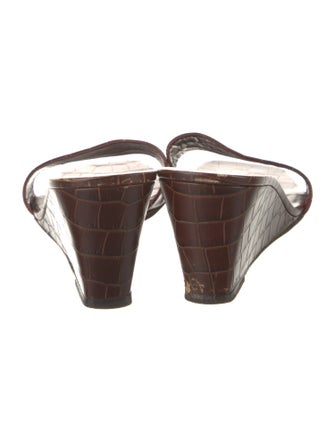 Staud Embossed Leather Slides