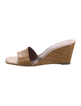 Staud Embossed Leather Slides