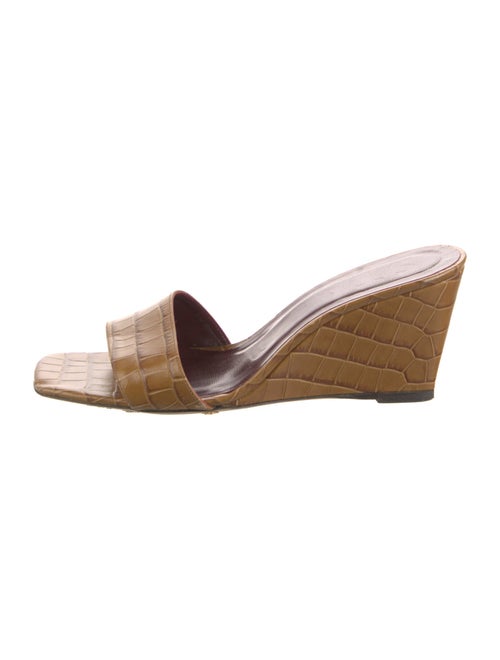 Staud Embossed Leather Slides