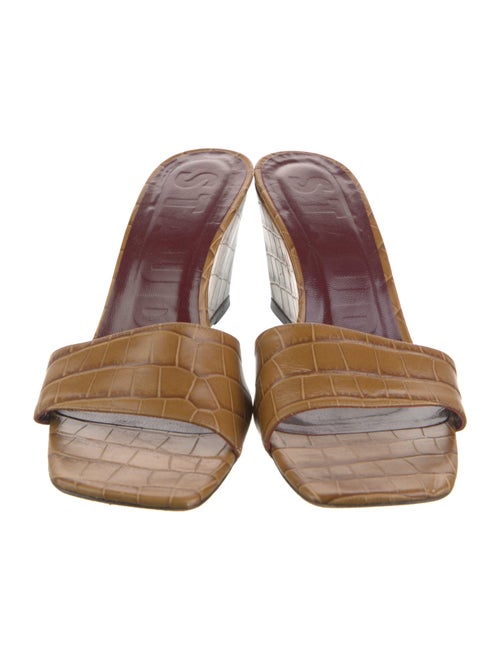 Staud Embossed Leather Slides