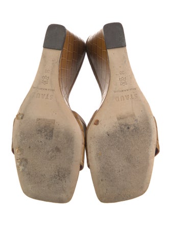 Staud Embossed Leather Slides