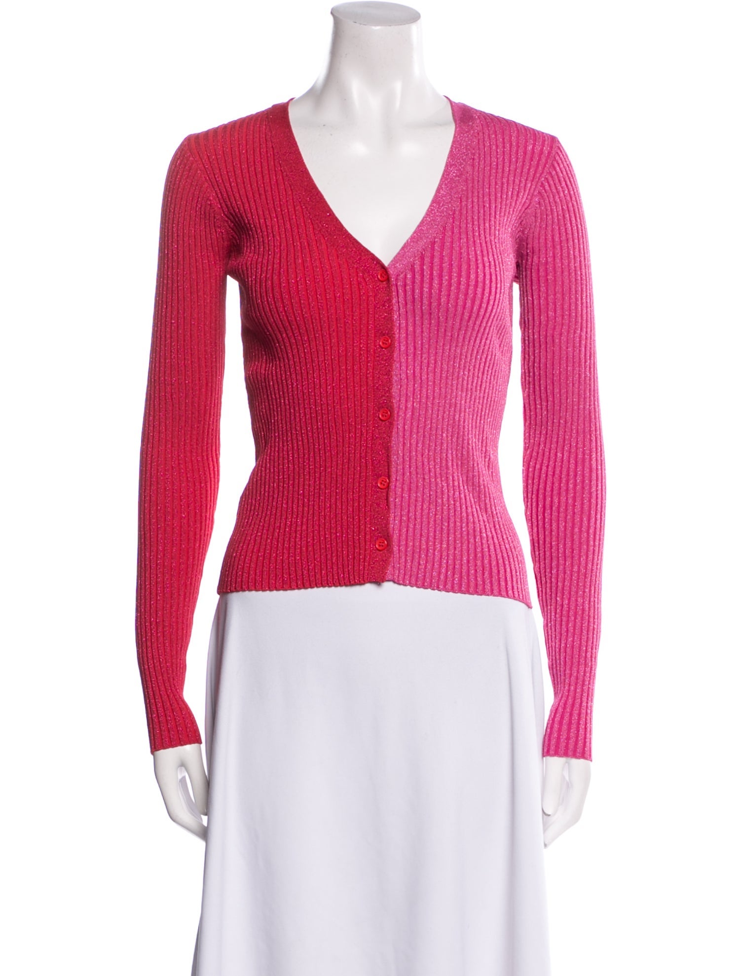 Staud Colorblock Pattern V-Neck Crop Top