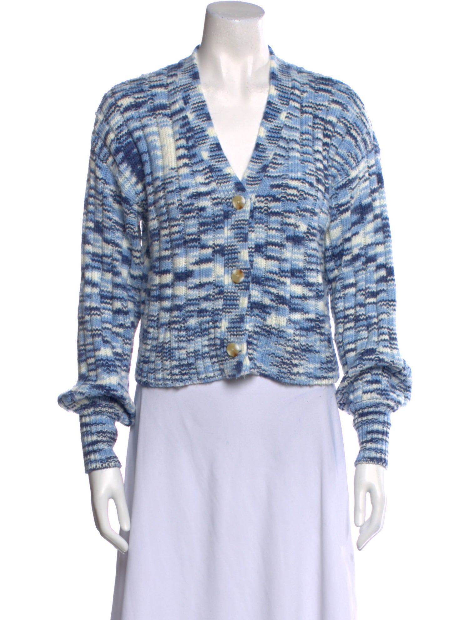 Staud Striped V-Neck Sweater