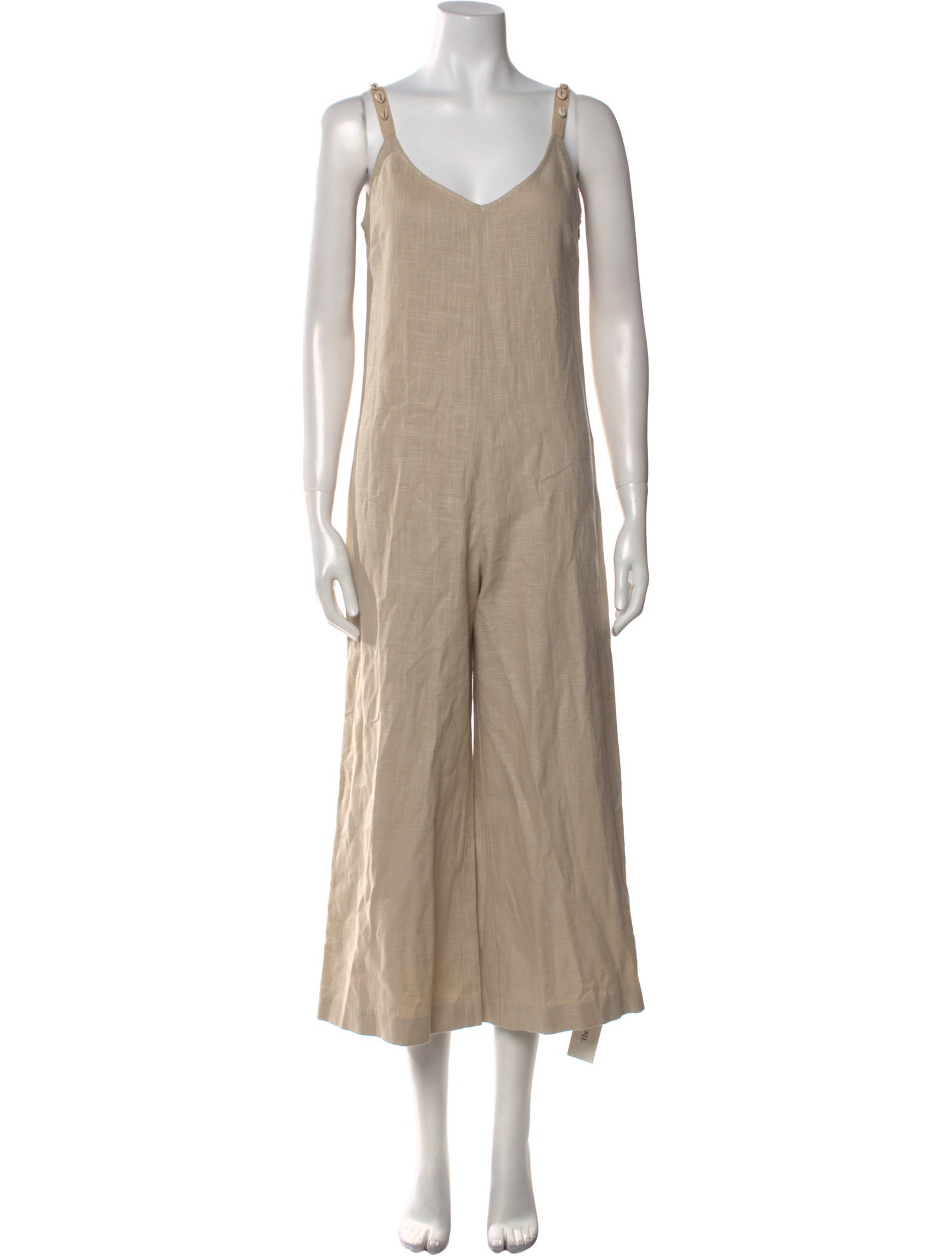 Staud Linen V-Neck Jumpsuit