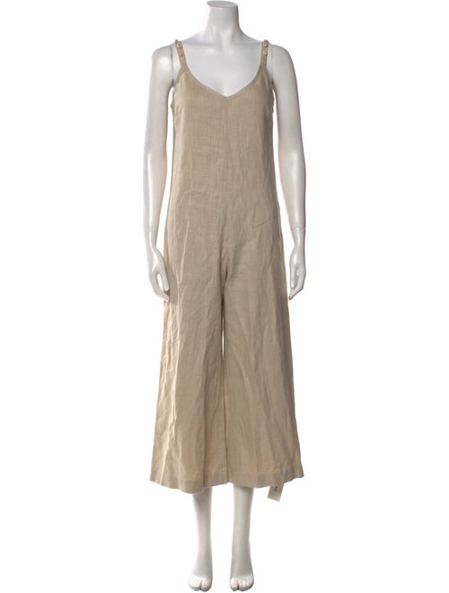 Staud Linen V-Neck Jumpsuit