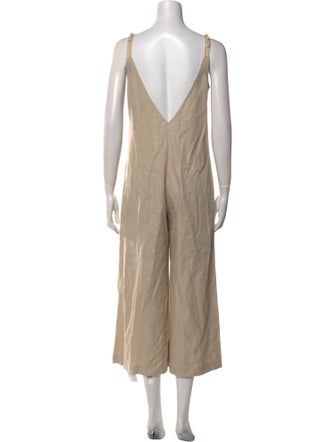 Staud Linen V-Neck Jumpsuit