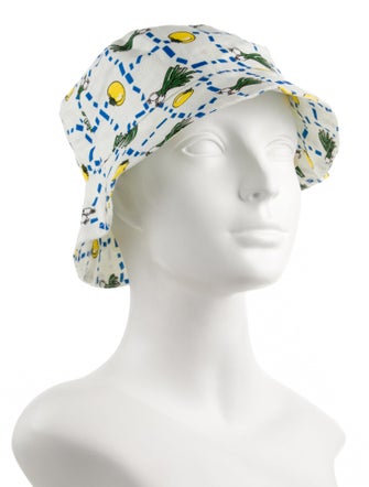 Staud Linen White Pattern Hat