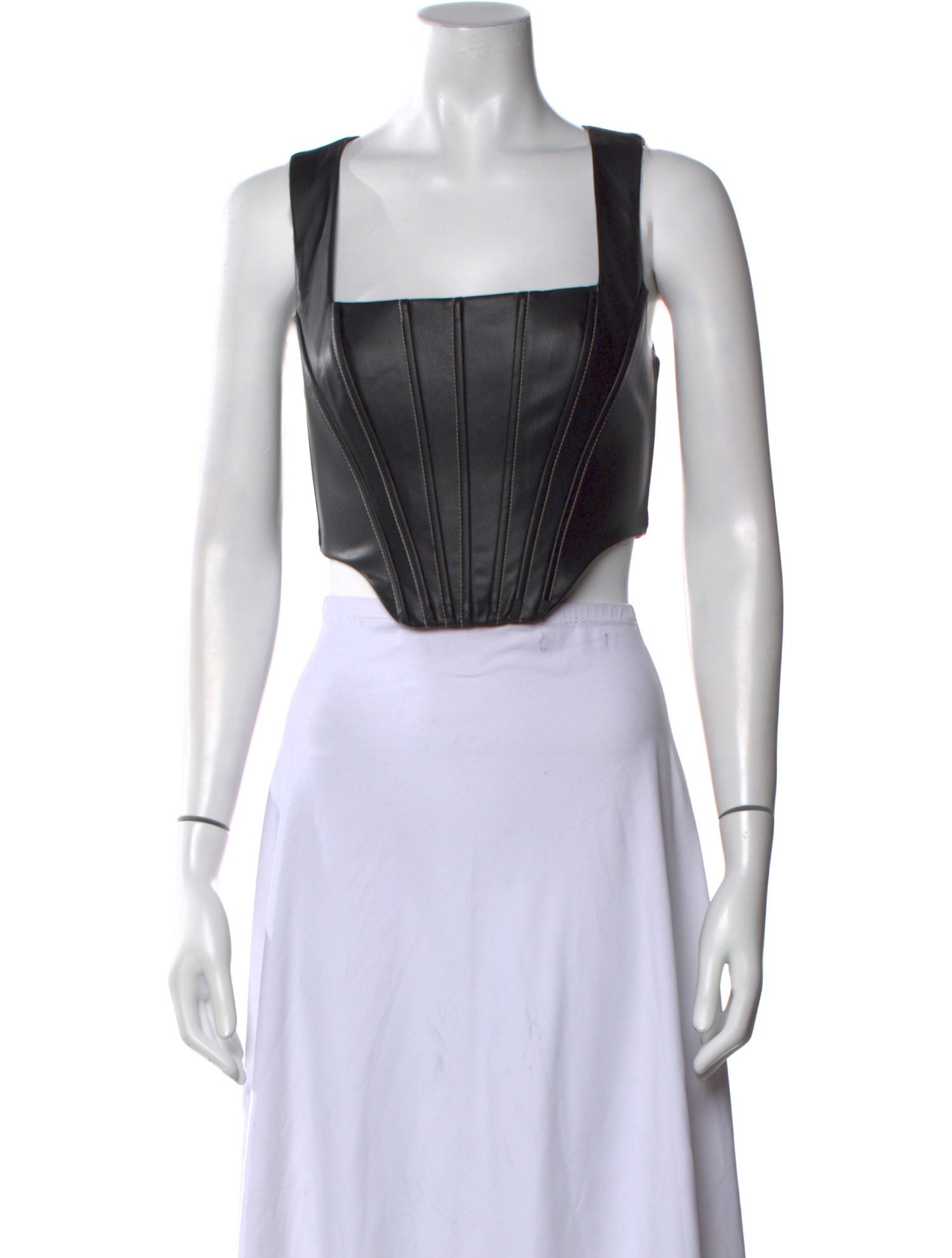 Staud Square Neckline Sleeveless Crop Top