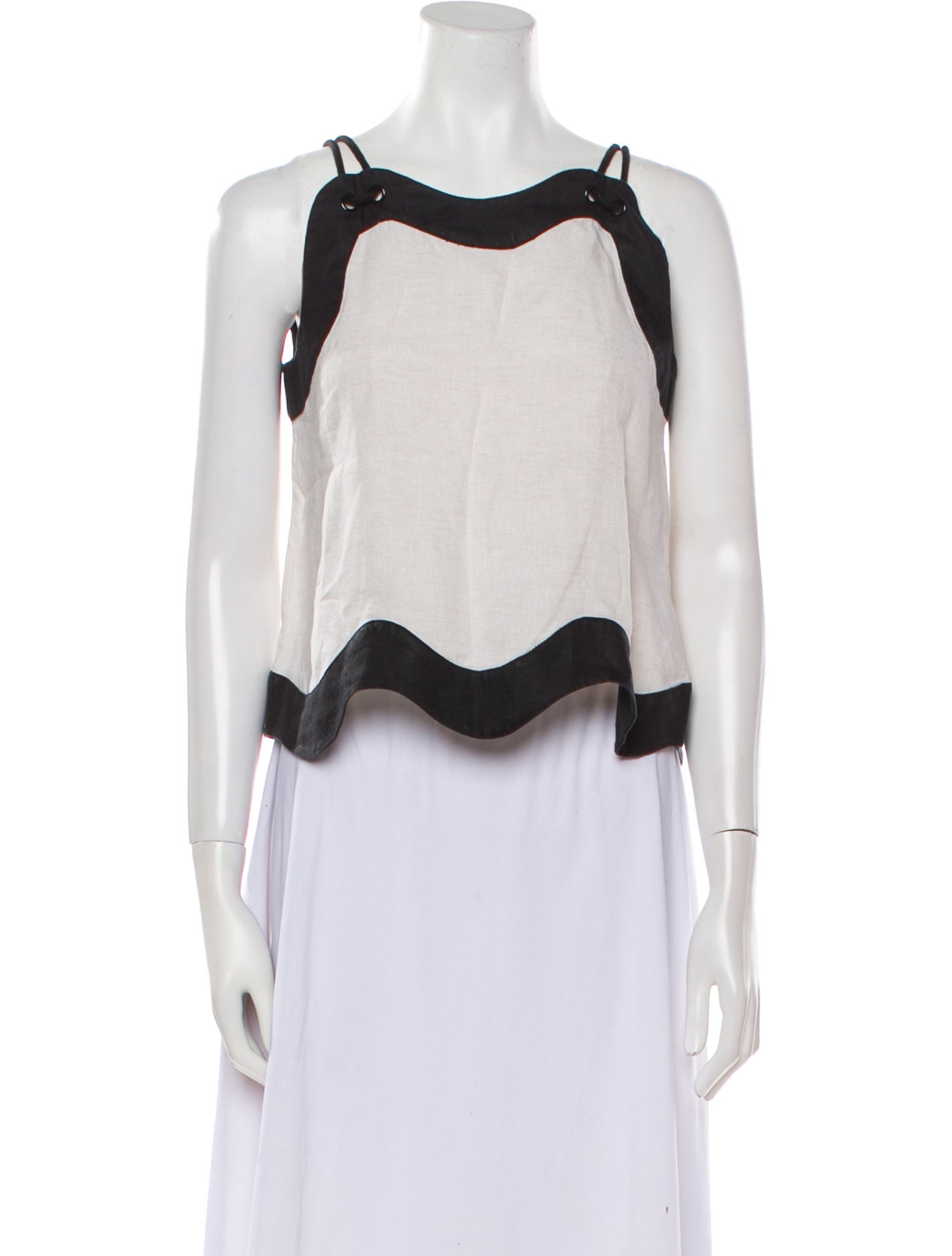 Staud Linen Scoop Neck Crop Top