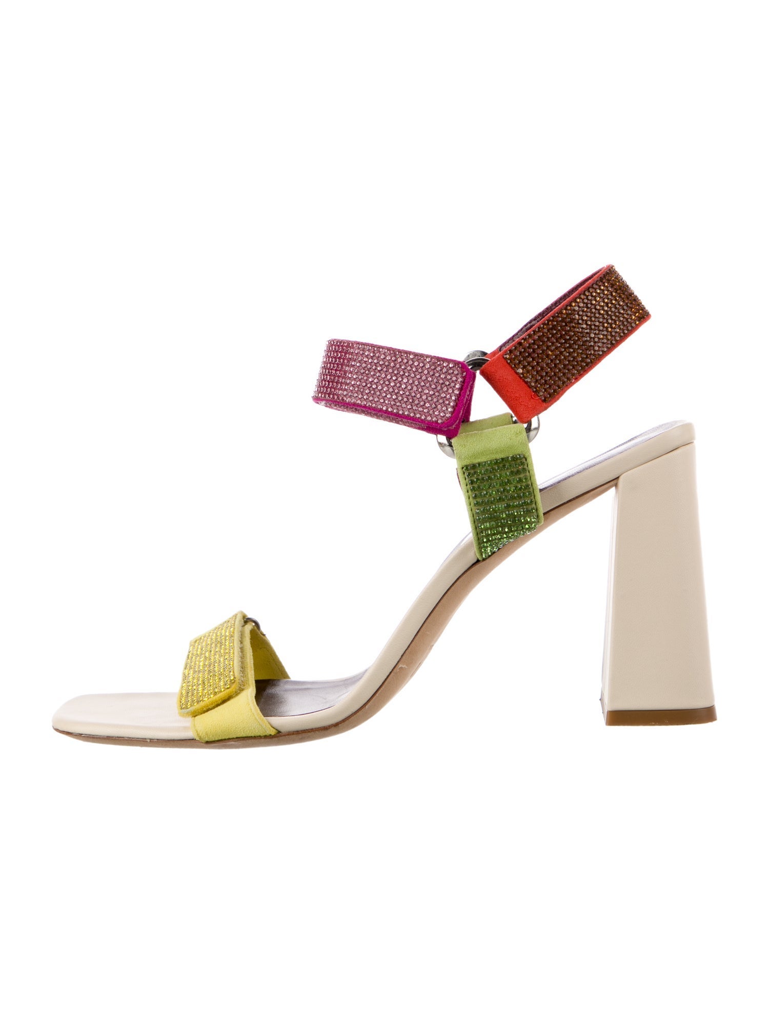 Staud Suede Colorblock Pattern Slingback Sandals