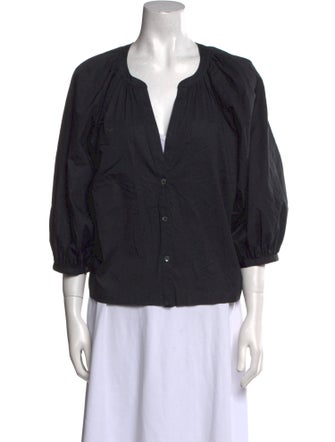 Staud V-Neck Three-Quarter Sleeve Blouse