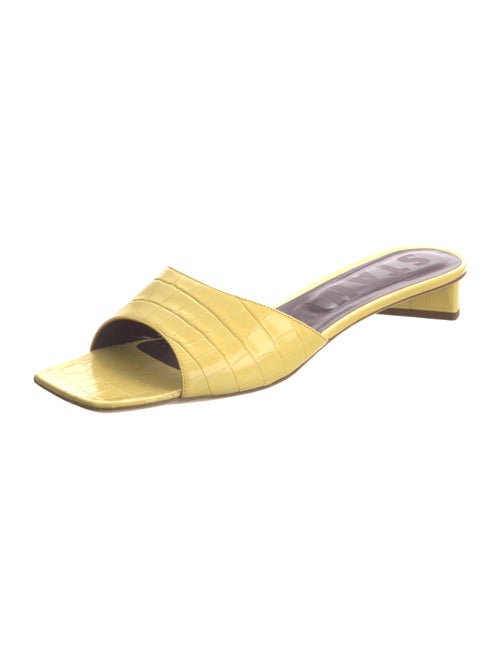 Staud Embossed Leather Slides
