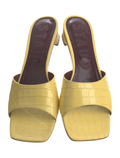 Staud Embossed Leather Slides