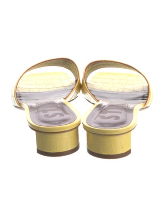 Staud Embossed Leather Slides