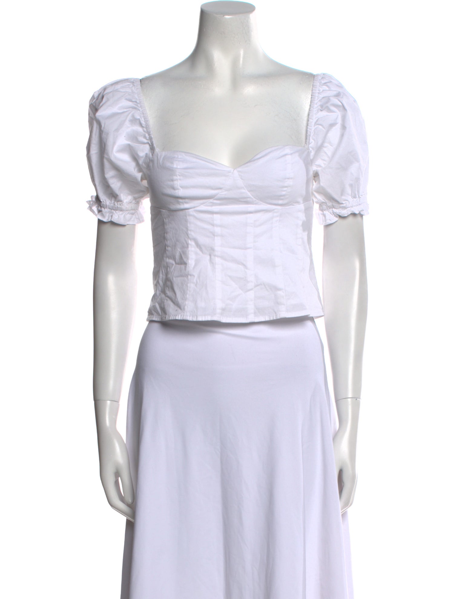 Staud Square Neckline Short Sleeve Crop Top