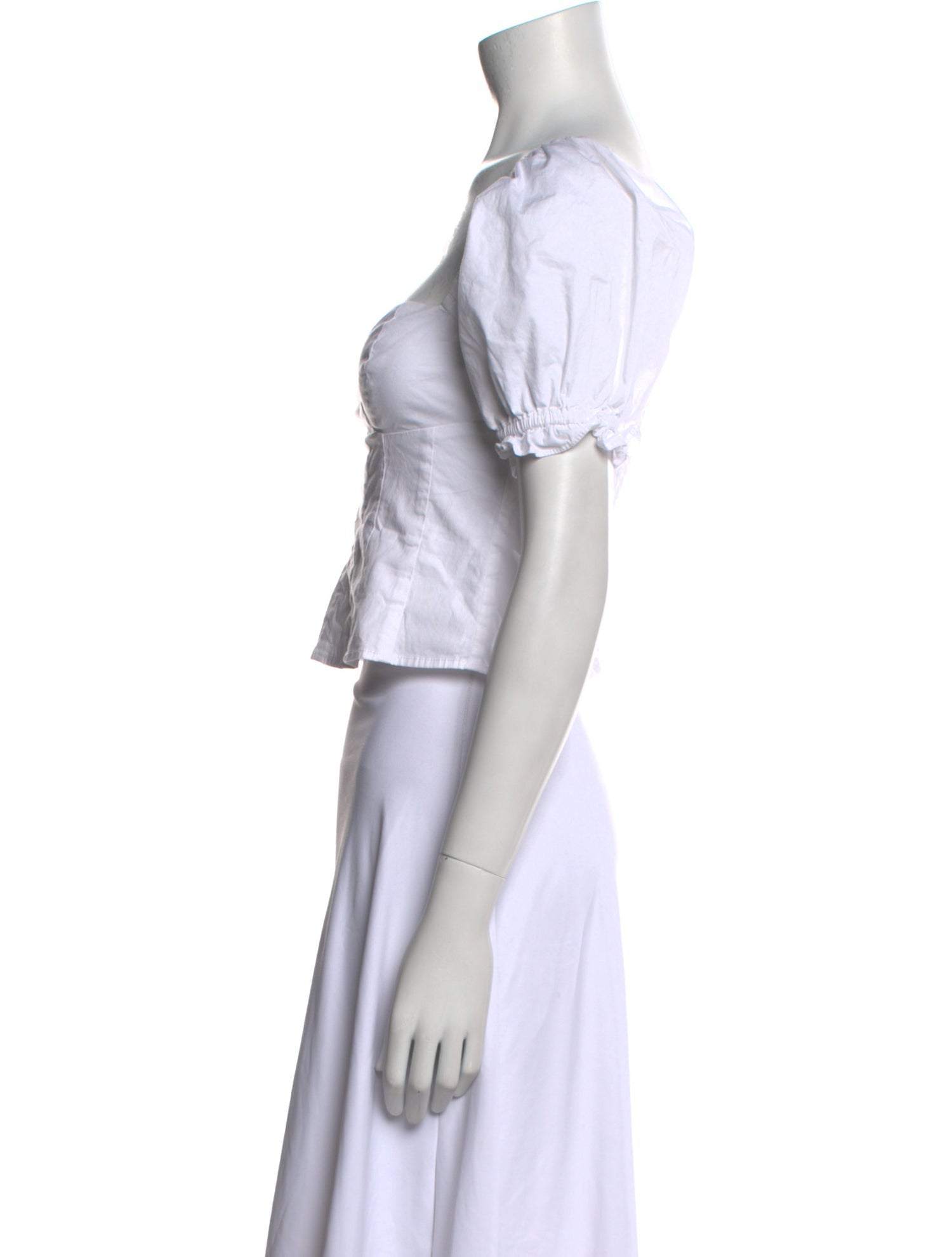 Staud Square Neckline Short Sleeve Crop Top