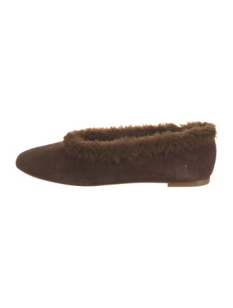 Staud Suede Fur Trim Ballet Flats