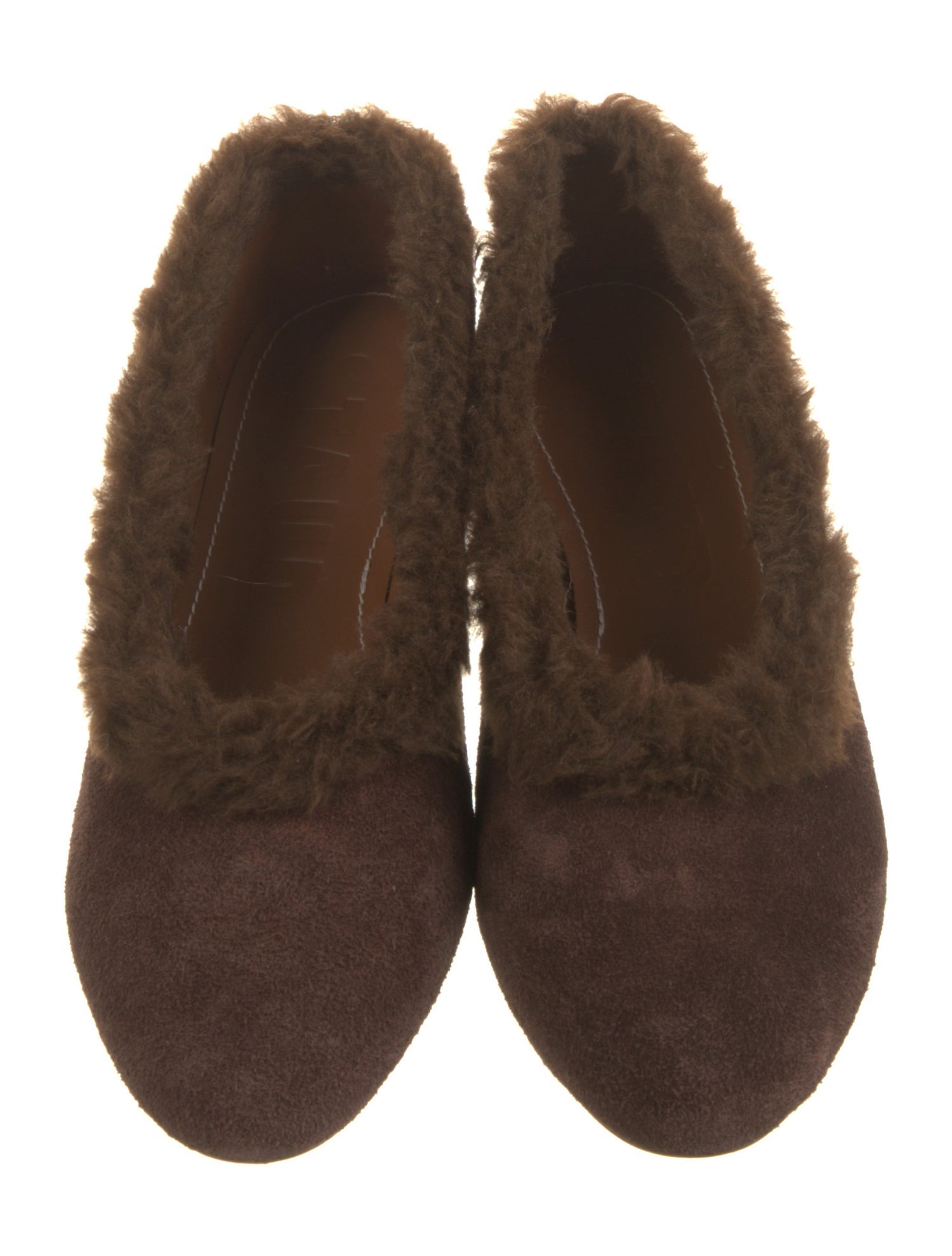 Staud Suede Fur Trim Ballet Flats