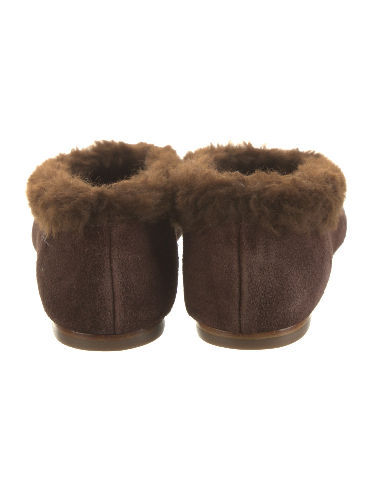 Staud Suede Fur Trim Ballet Flats