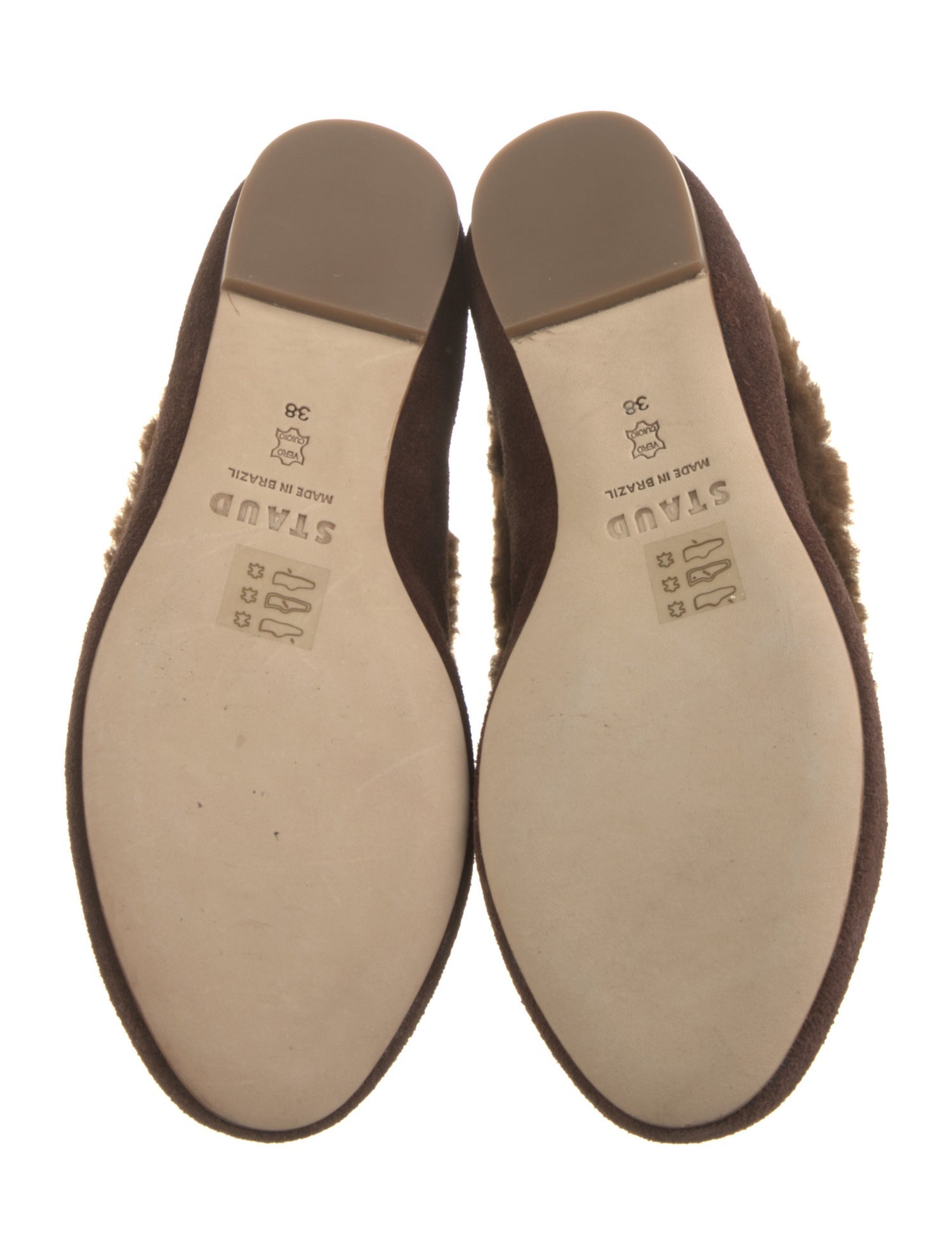 Staud Suede Fur Trim Ballet Flats