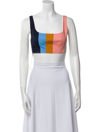 Staud Striped Square Neckline Crop Top