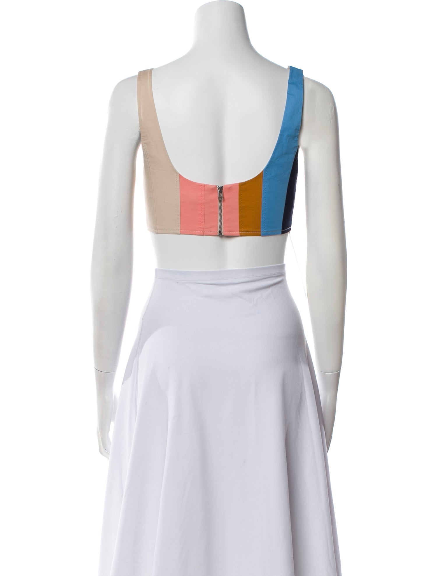 Staud Striped Square Neckline Crop Top