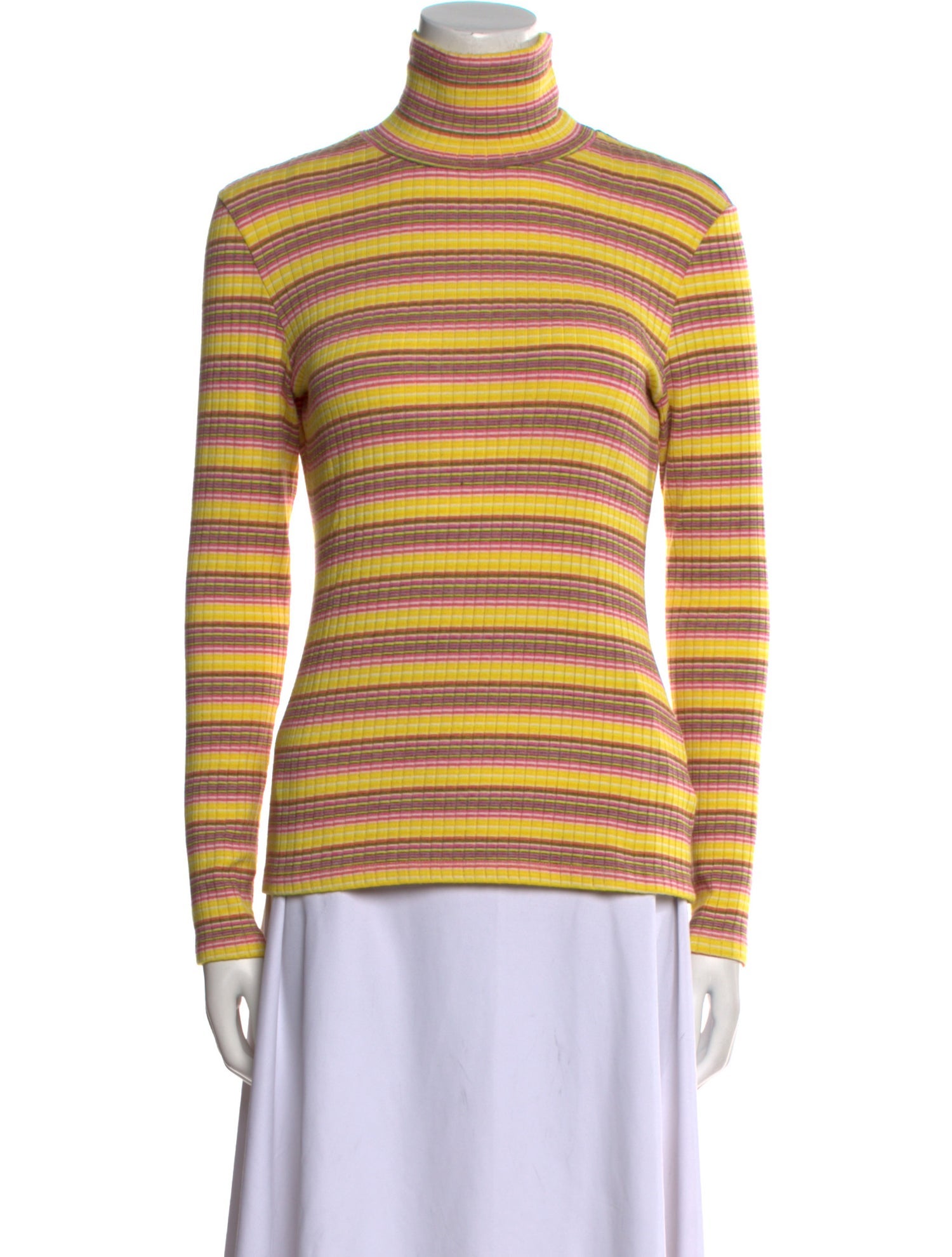 Staud Striped Turtleneck Top