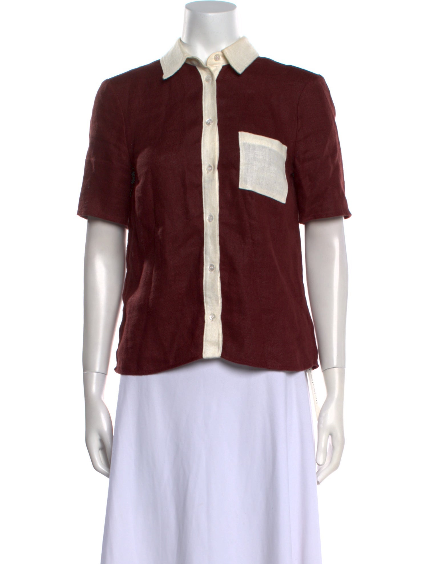 Staud Linen Short Sleeve Polo