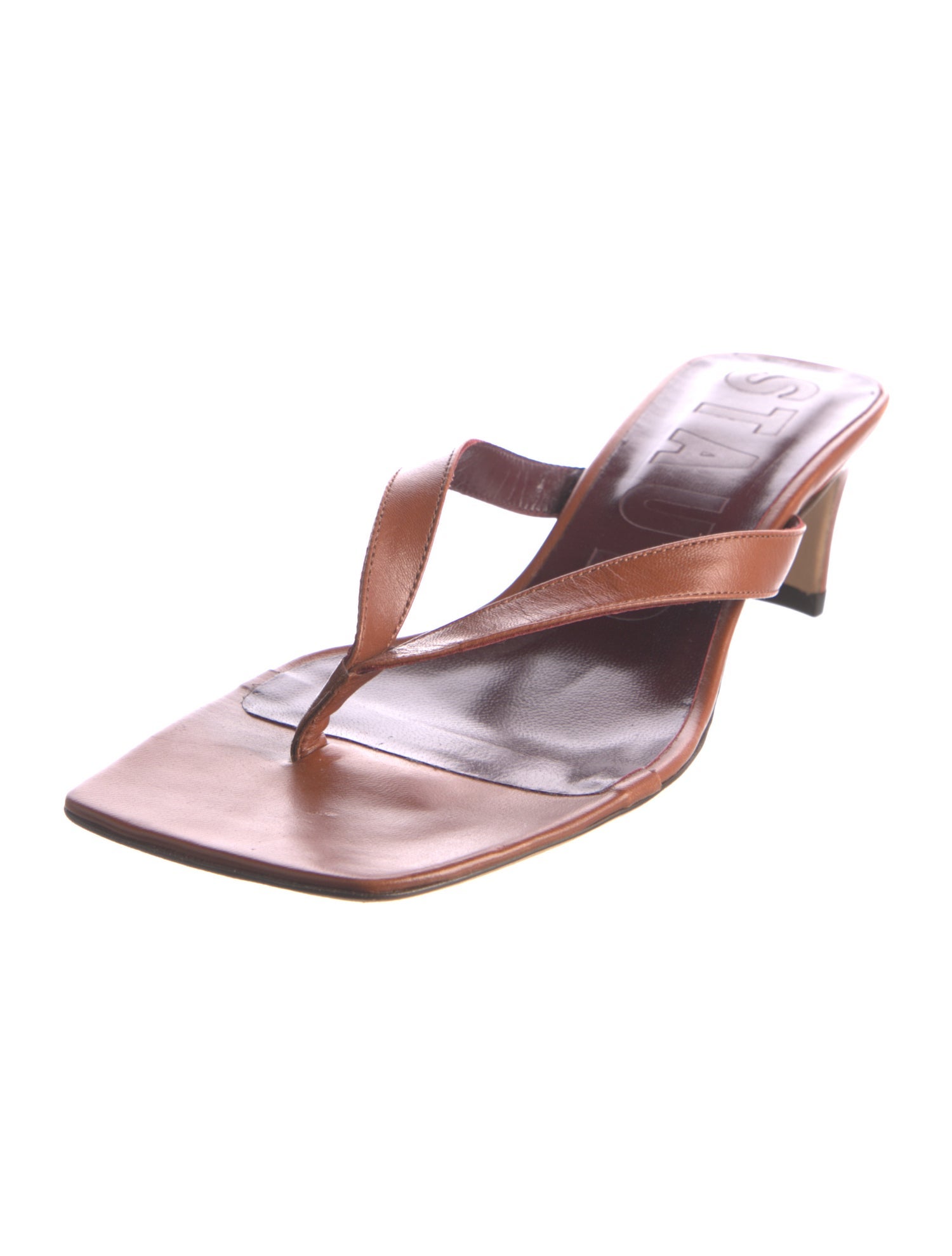 Staud Leather T-Strap Sandals