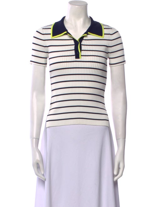 Staud Striped Short Sleeve Polo
