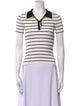Staud Striped Short Sleeve Polo