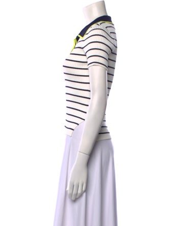 Staud Striped Short Sleeve Polo