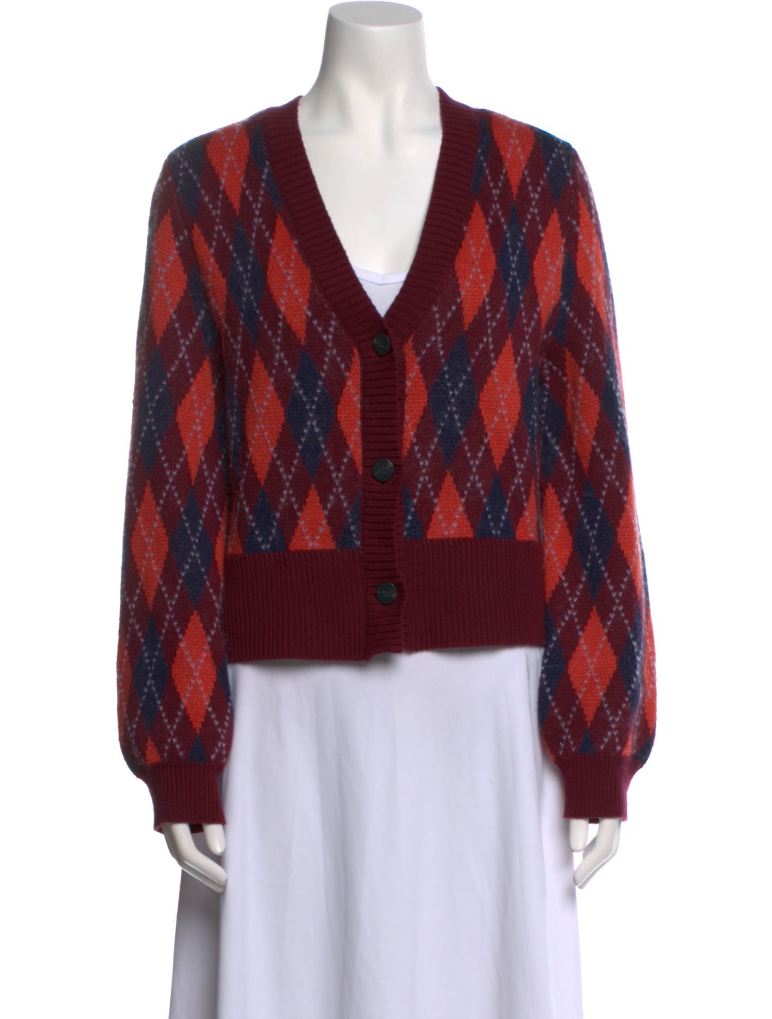 Staud Printed V-Neck Sweater