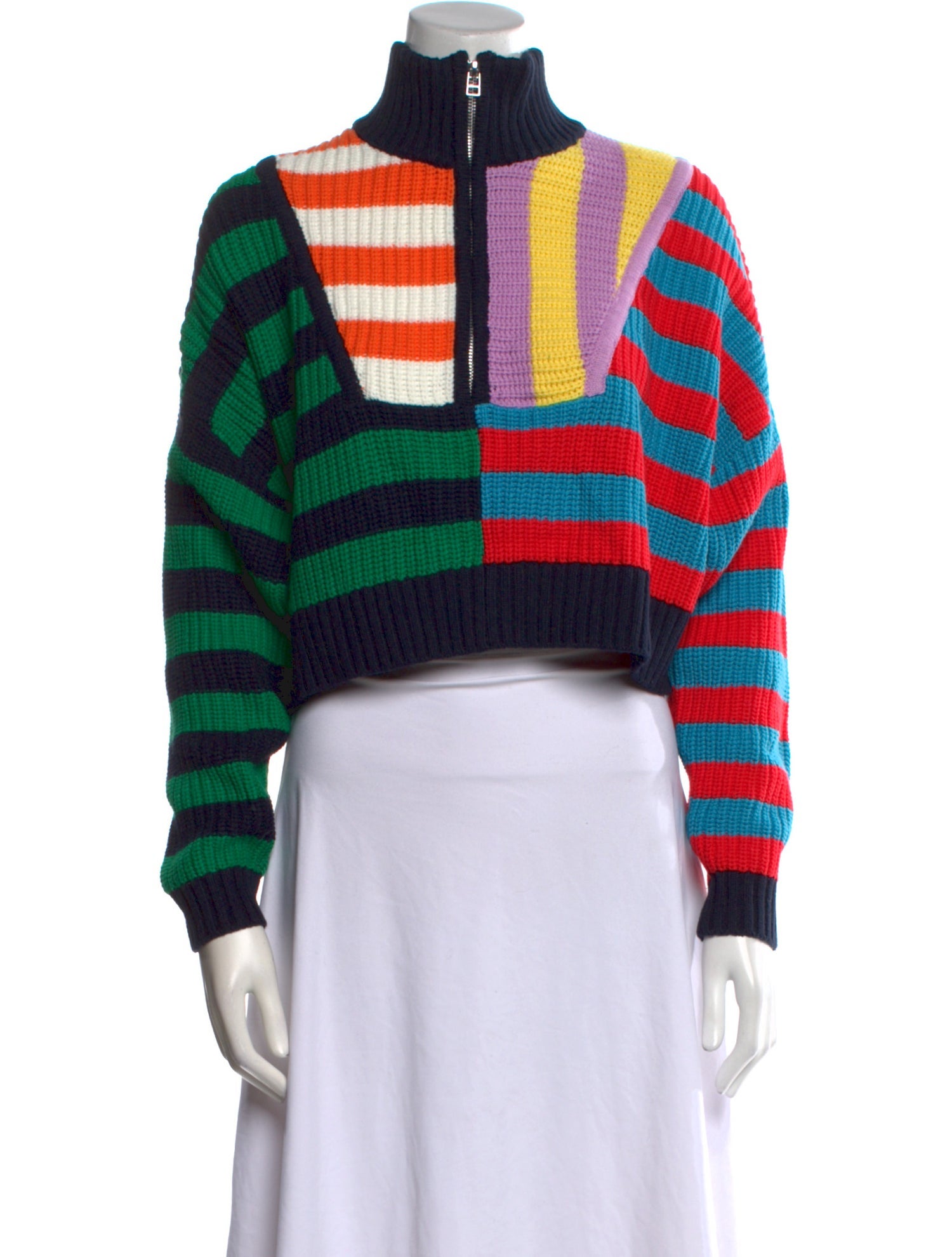 Staud Striped Mock Neck Sweater