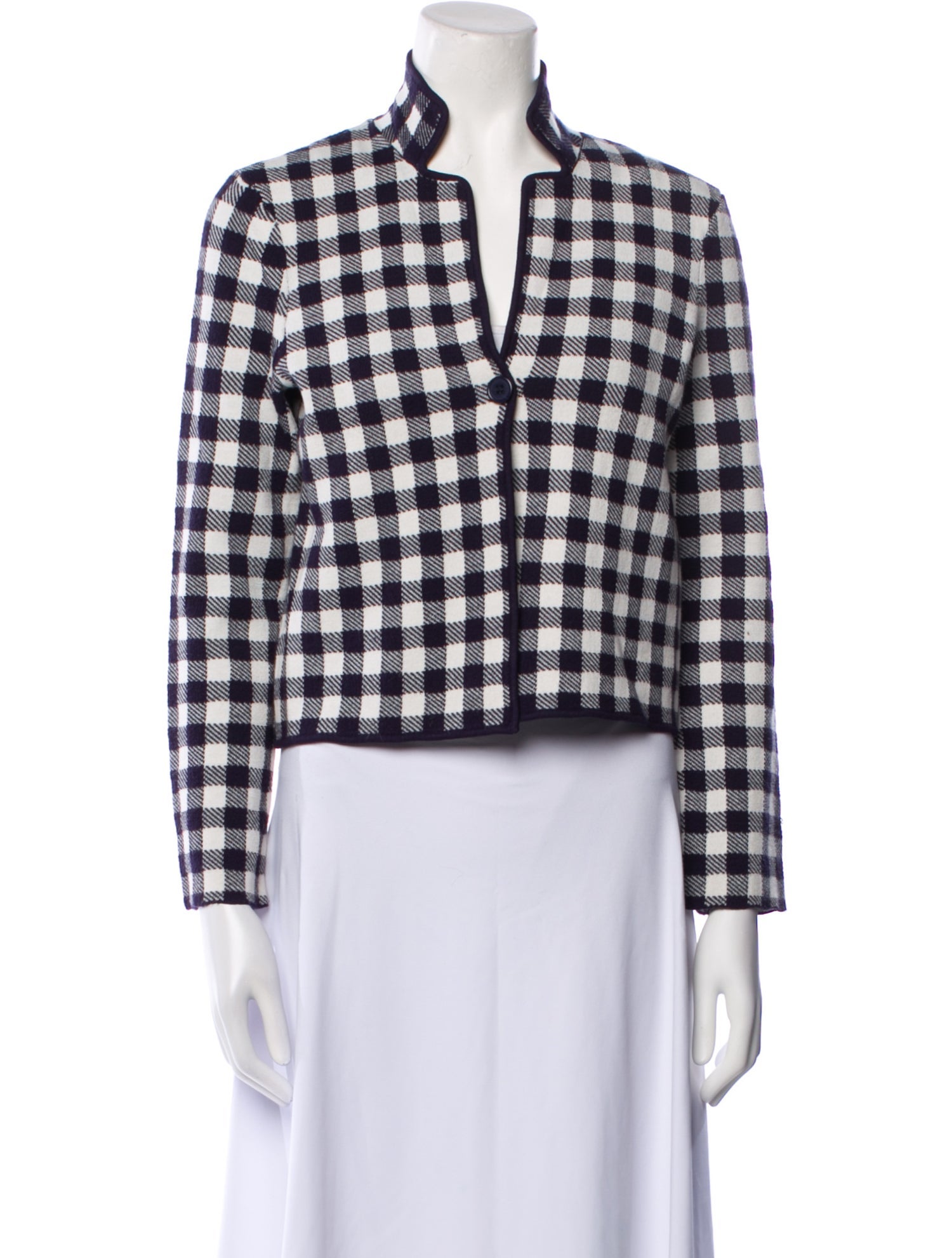 Staud Plaid Print V-Neck Sweater