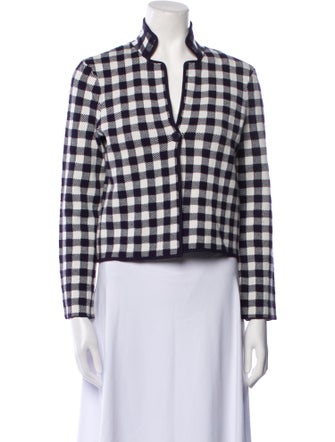 Staud Plaid Print V-Neck Sweater