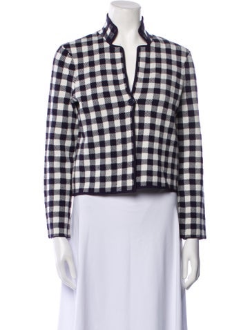 Staud Knitwear Plaid Print V-Neck Sweater S