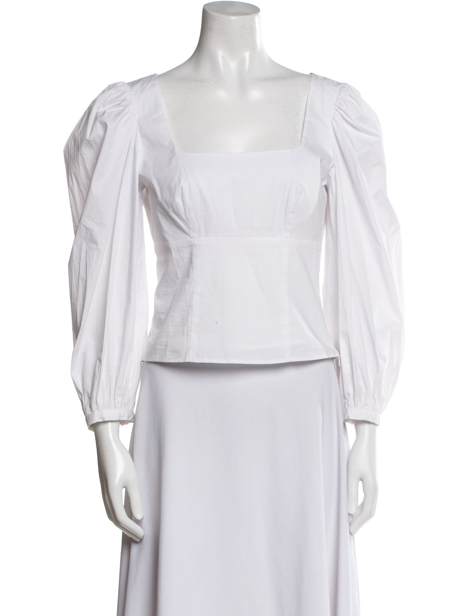 Staud Square Neckline Three-Quarter Sleeve Crop Top