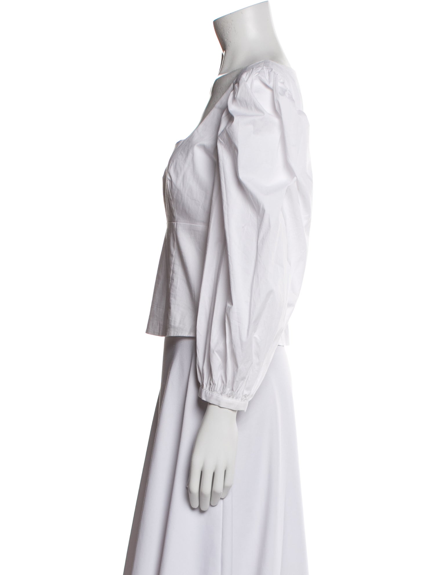 Staud Square Neckline Three-Quarter Sleeve Crop Top