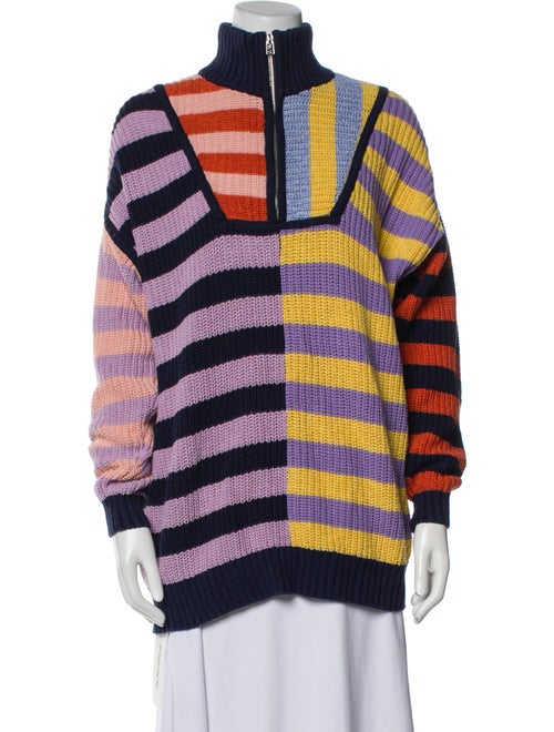 Staud Striped Mock Neck Sweater