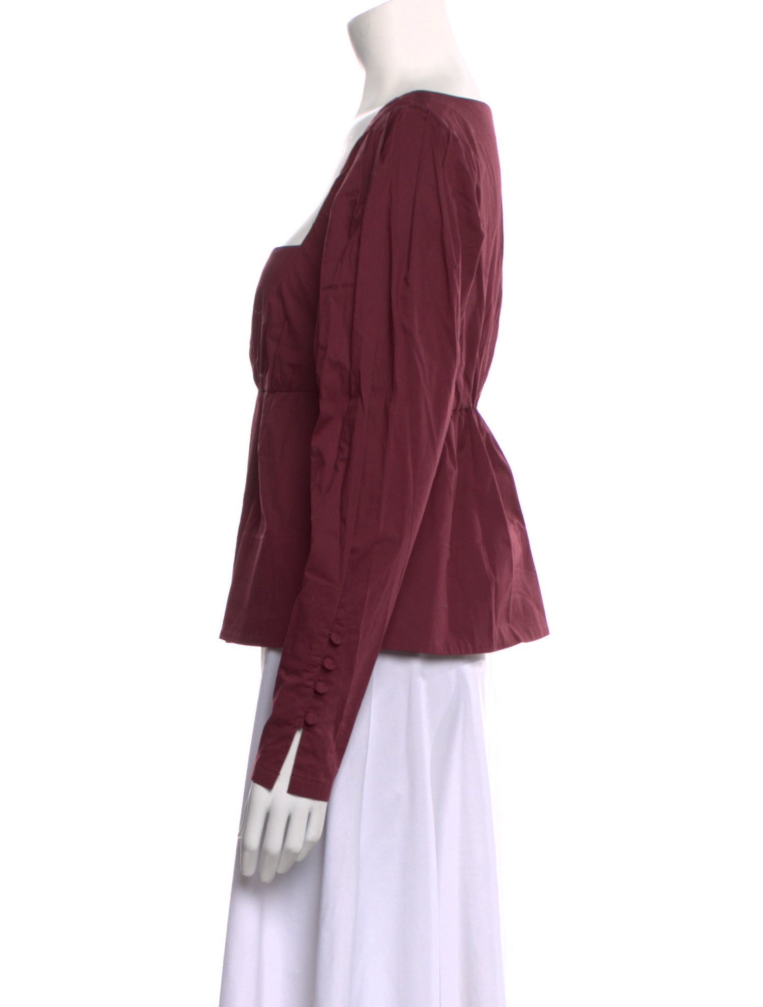 Staud Square Neckline Long Sleeve Top